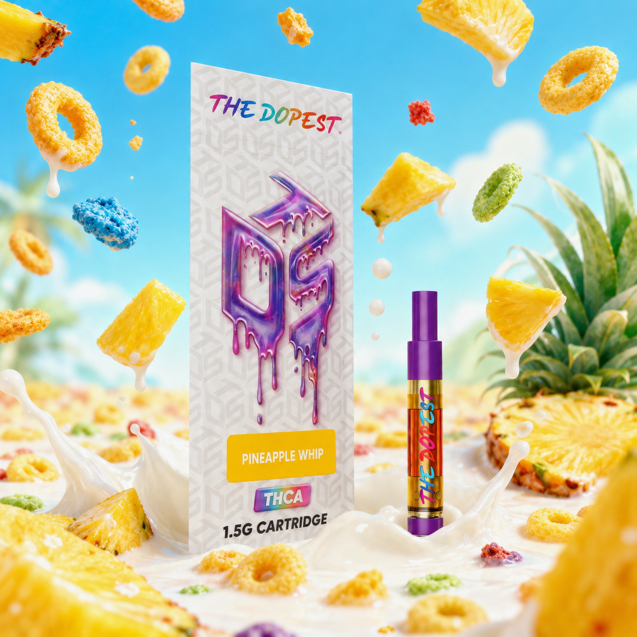 The Dopest Pineapple Whip Liquid Diamonds THCA Vape Cartridge 1.5g
