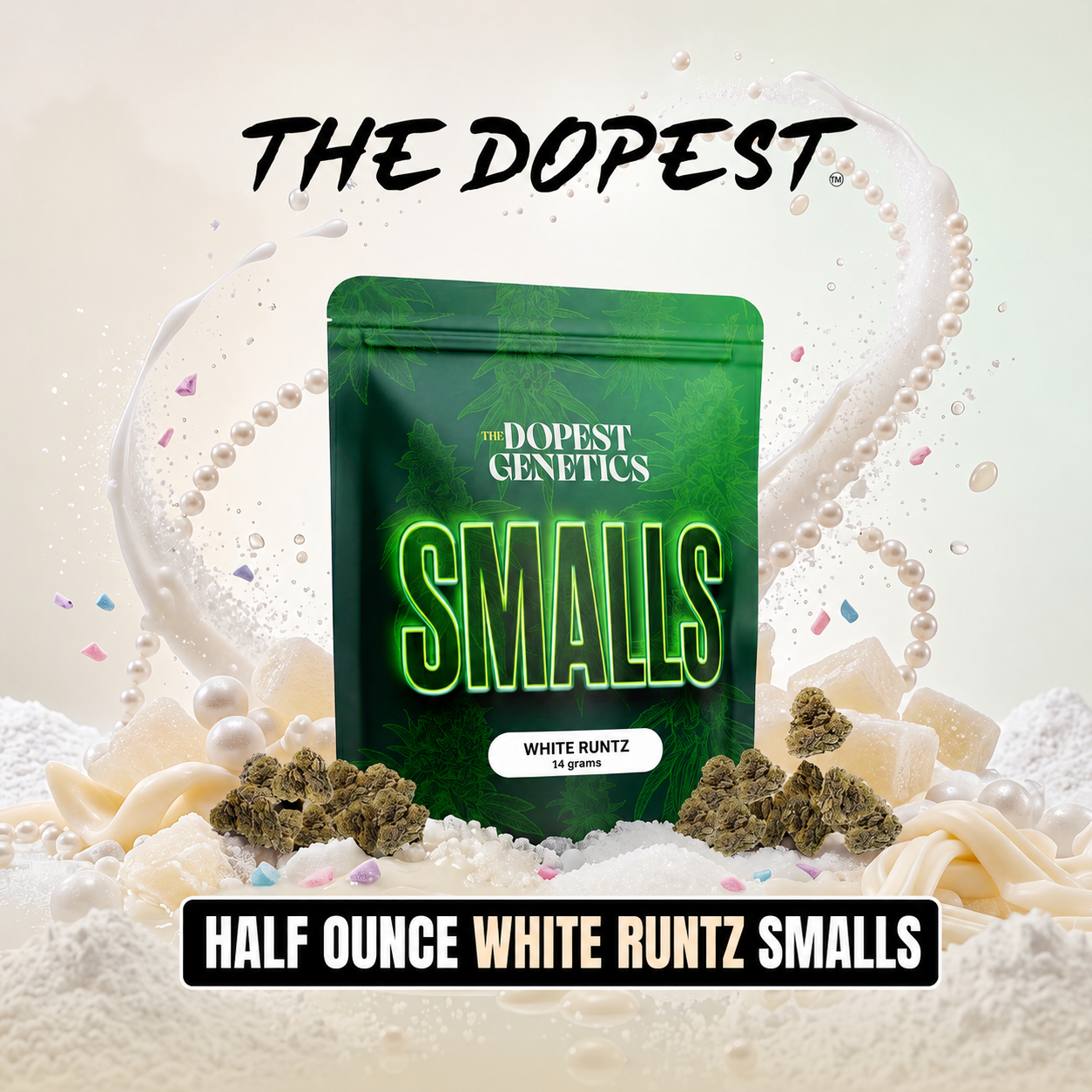 The Dopest Smalls: White Runtz Indica Flower 14g
