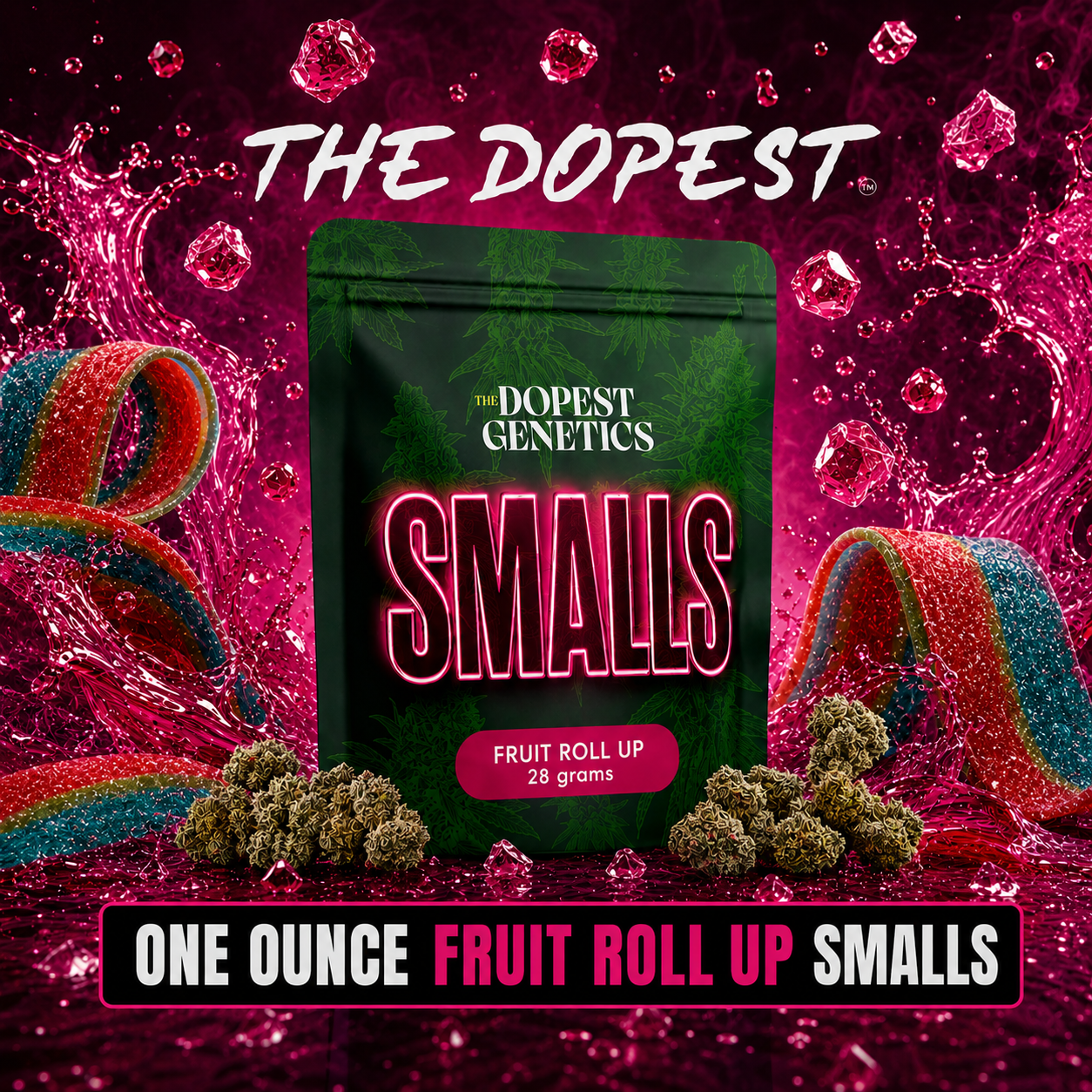 The Dopest Fruit Roll Up Smalls 28G Hybrid THCA Flower