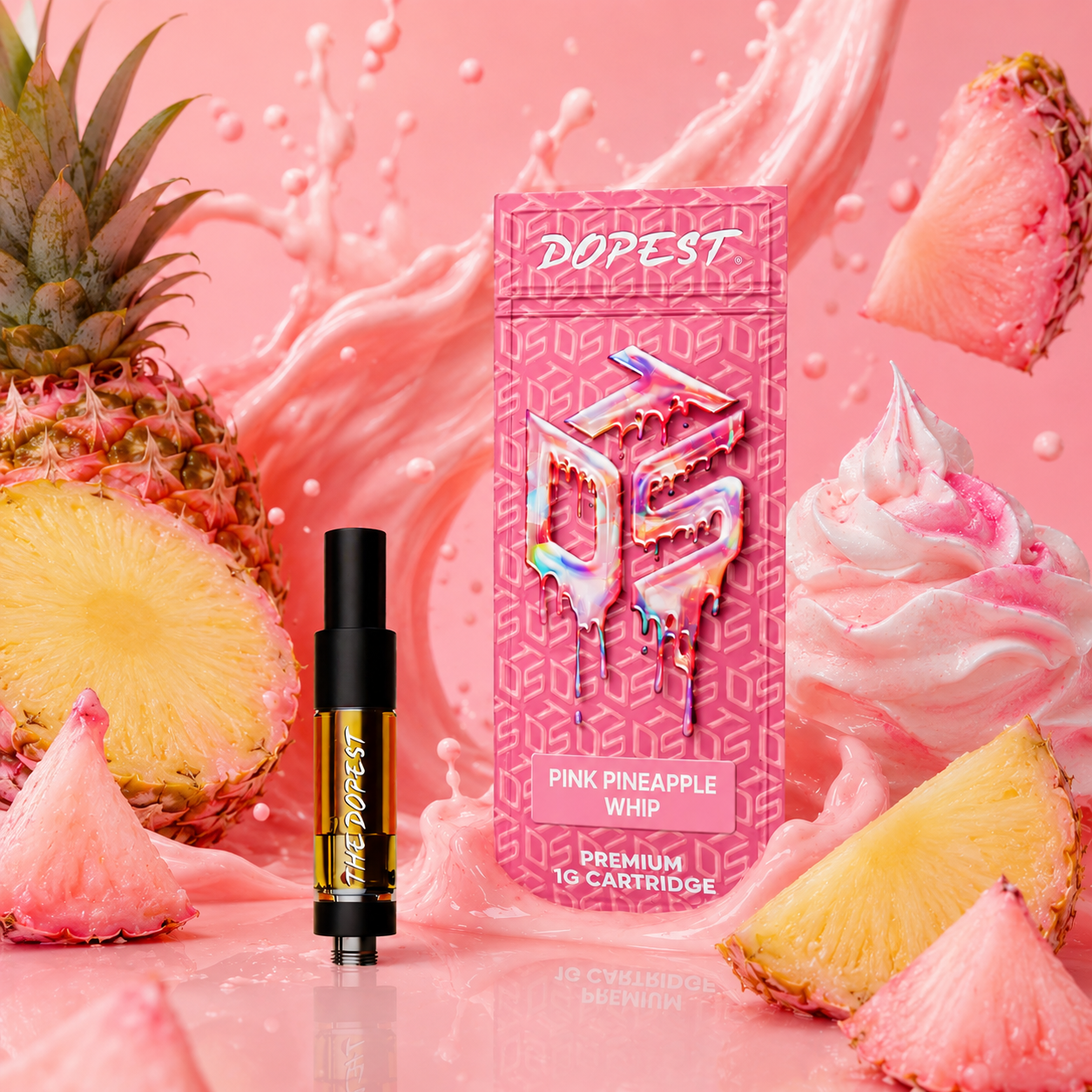 The Dopest Pink Pineapple Whip THCA Vape Cartridge 1g