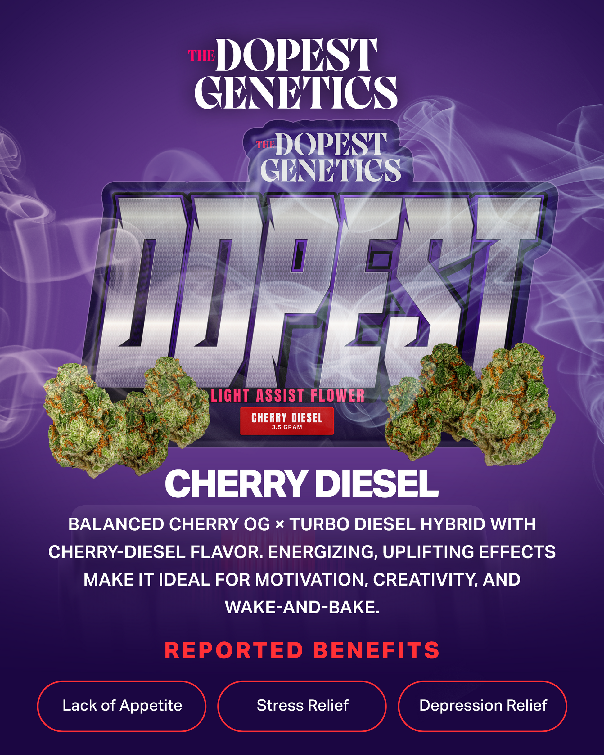 The Dopest Premium Cherry Diesel Hybrid THCA Flower 3.5g