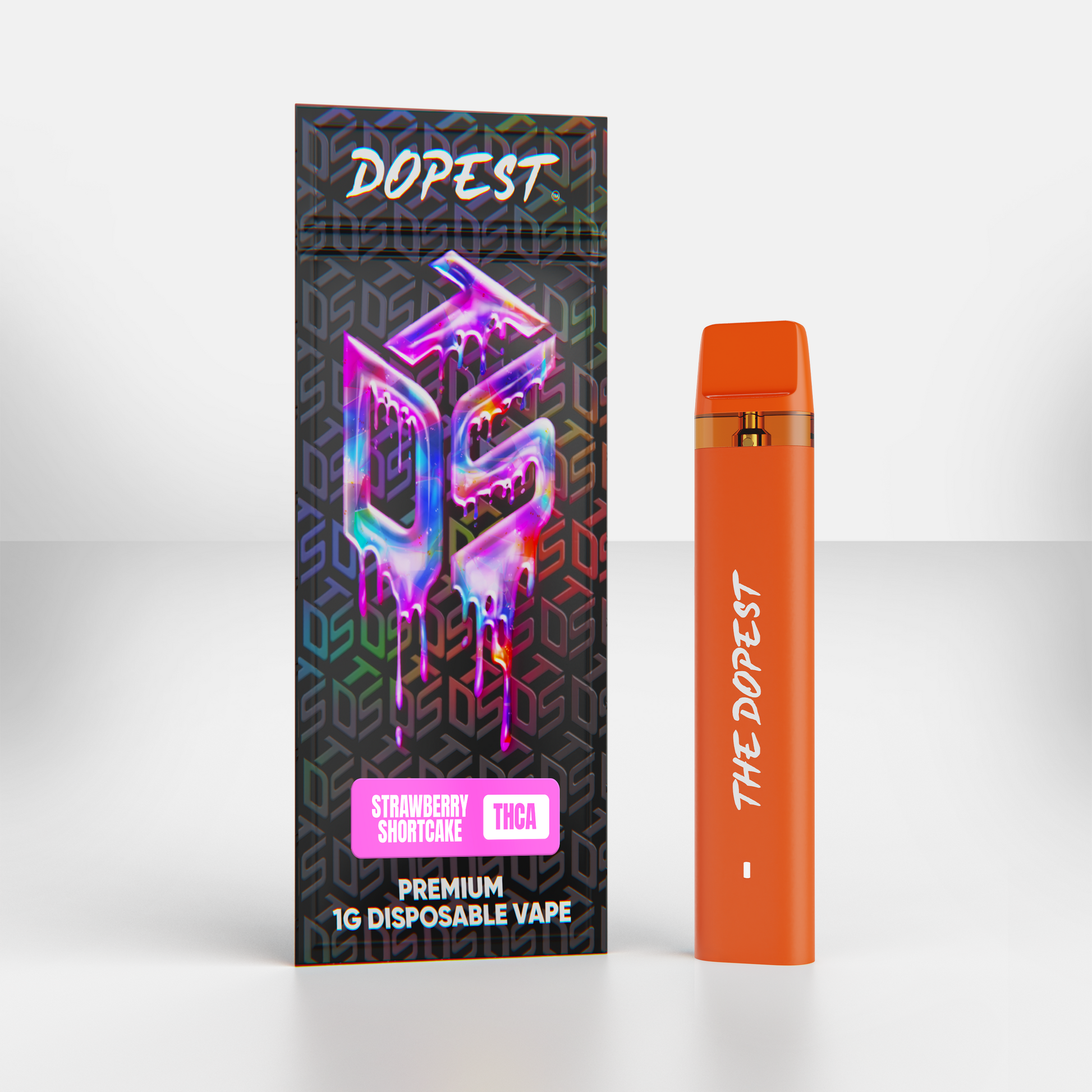 The Dopest Strawberry Shortcake Indica THCA Vape Disposable 1g