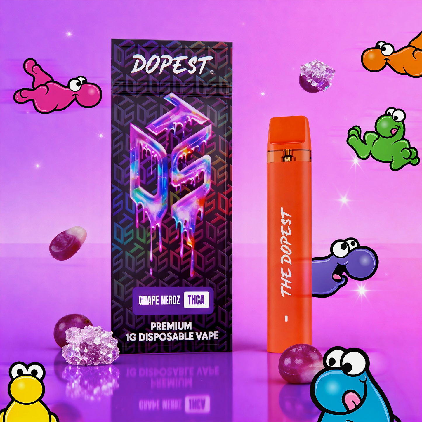 The Dopest Grape Nerdz Sativa THCa Vape Disposable 1g