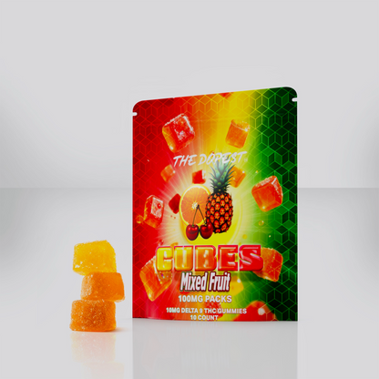 The Dopest Mixed Fruit CUBES 100mg Delta 9 Gummies 10mg Each