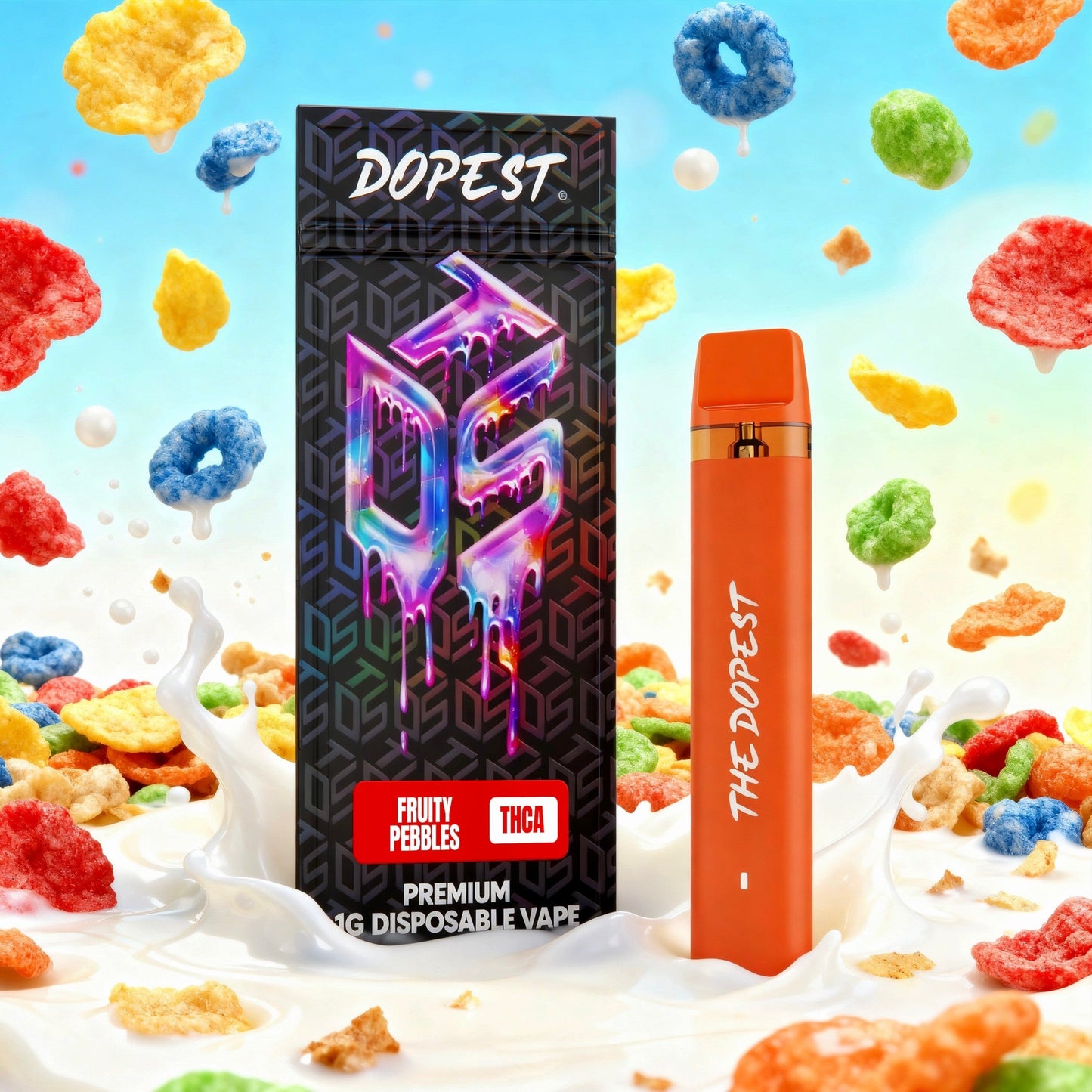 The Dopest Fruity Pebbles Hybrid THCA Vape Disposable 1g