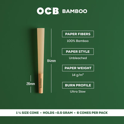 OCB Unbleached Bamboo Pre-Rolled Cones | 24pk