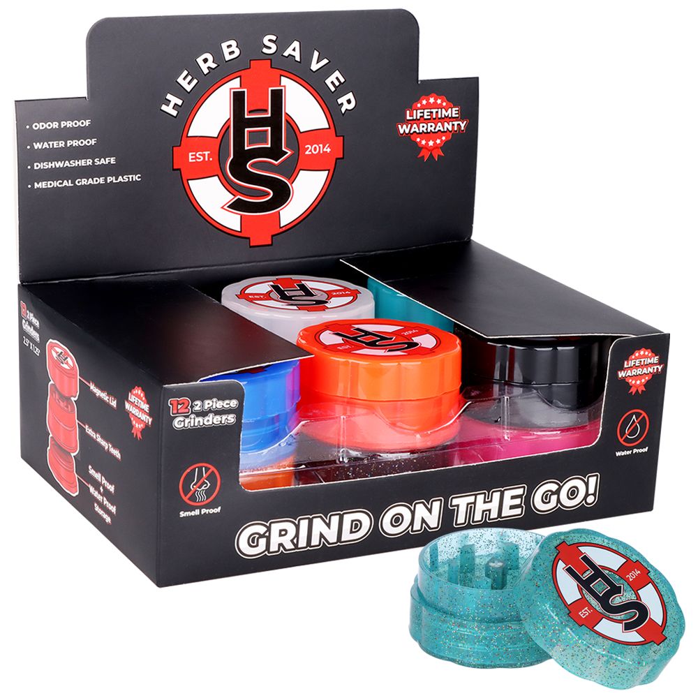 12CT - HerbSaver Grinder - 2.5" / 2pc / Assorted Colors