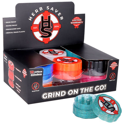 12CT - HerbSaver Grinder - 2.5" / 2pc / Assorted Colors
