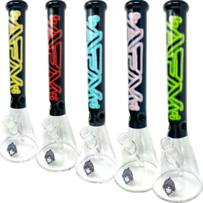 AFM Glass Neon Beaker Bong 16in Borosilicate Glass