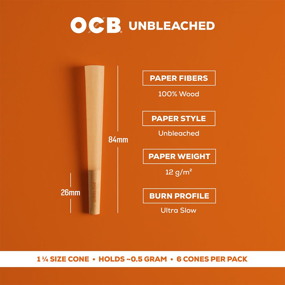 OCB Unbleached Pre-Rolled Cones | 24pk