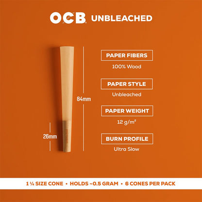 OCB Unbleached Pre-Rolled Cones | 24pk