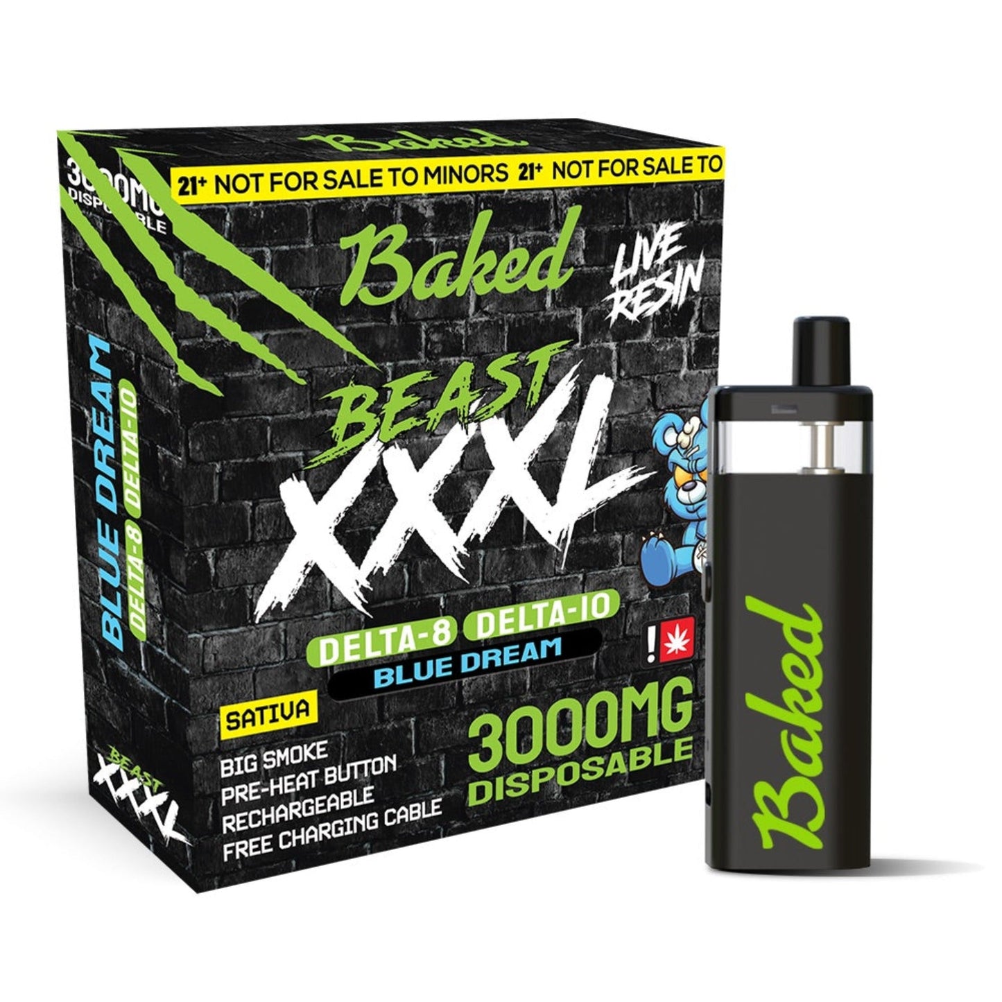 Baked BEAST D8/D10 Vaporizer 3000mg