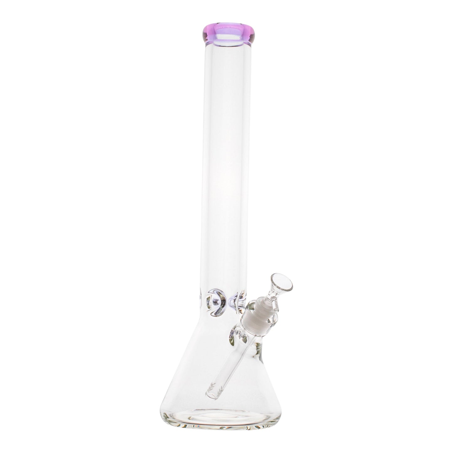 Pink Banded Ice Pinch Beaker Bong 18in