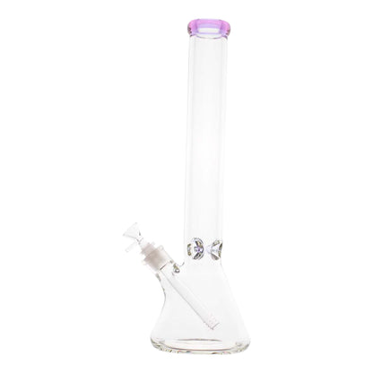 Pink Banded Ice Pinch Beaker Bong 18in