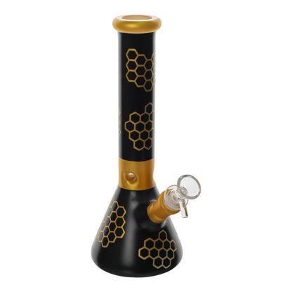 Amy Black Honeycomb Beaker Bong 10in Glass