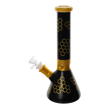 Amy Black Honeycomb Beaker Bong 10in Glass