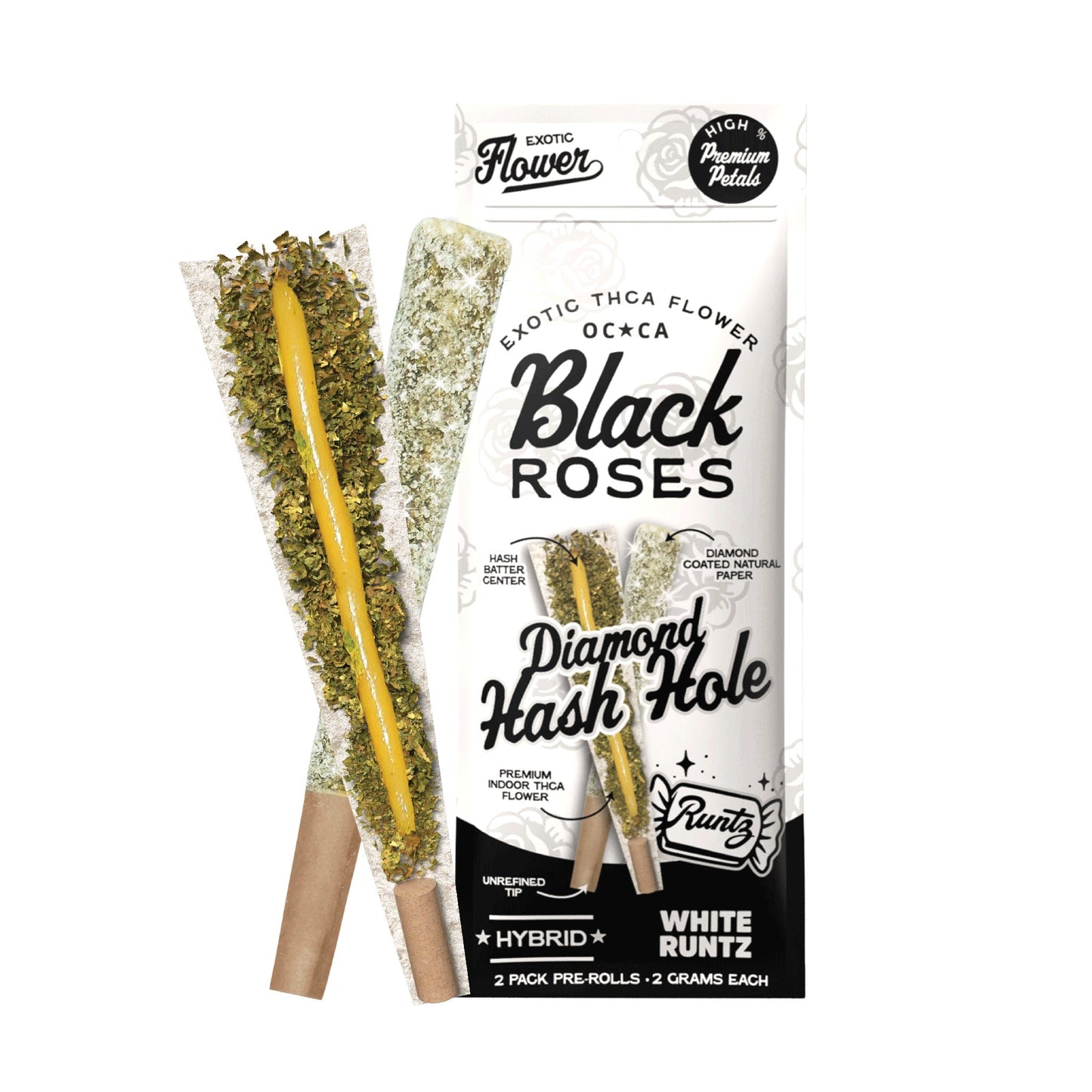 Black Roses Diamond Exotic THC-A Hash Holes 4g 2ct