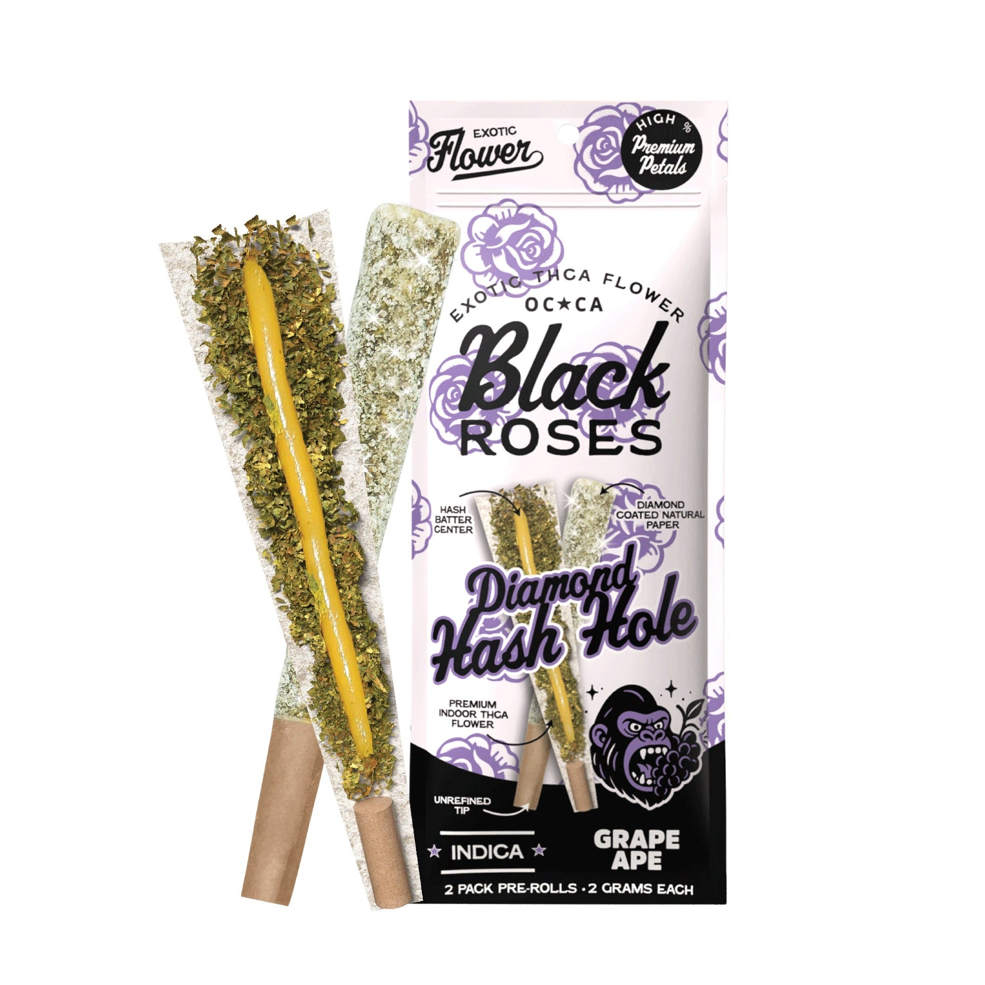 Black Roses Diamond Exotic THC-A Hash Holes 4g 2ct