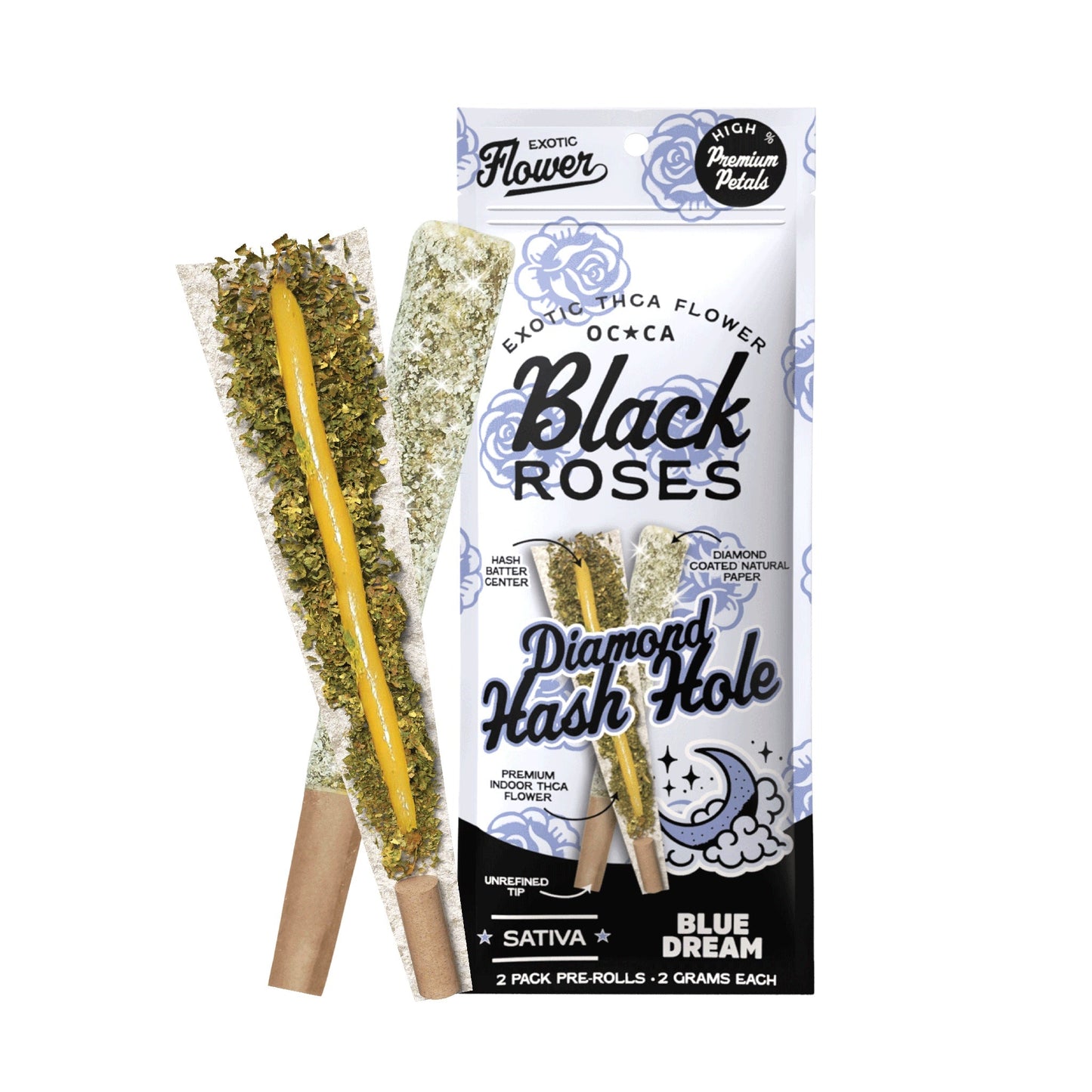Black Roses Diamond Exotic THC-A Hash Holes 4g 2ct