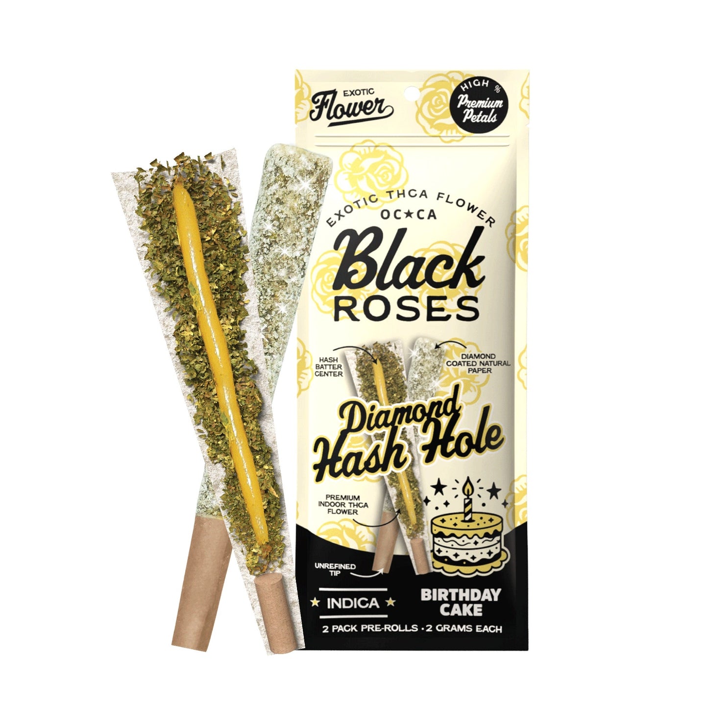 Black Roses Diamond Exotic THC-A Hash Holes 4g 2ct