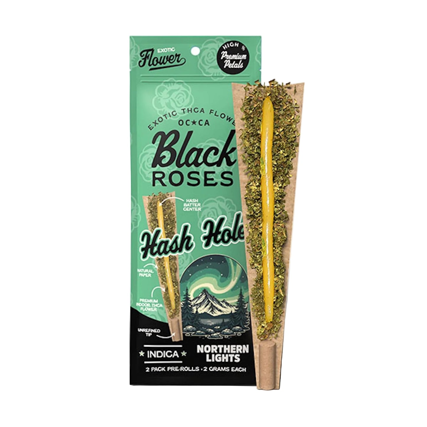 Black Roses Exotic THC-A Hash Holes Pre-Rolls 4g 2ct