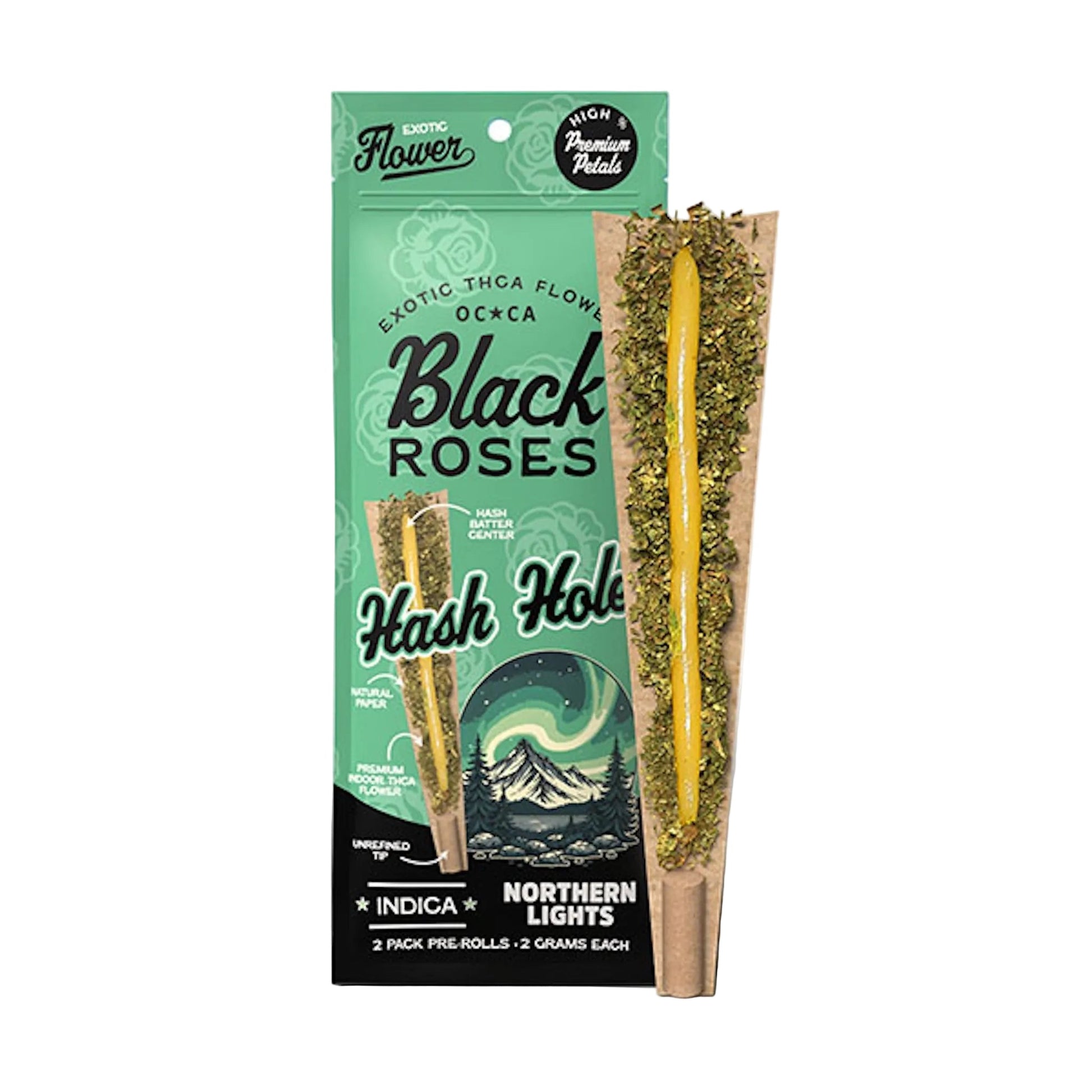 Black Roses Exotic THC-A Hash Holes Pre-Rolls 4g 2ct