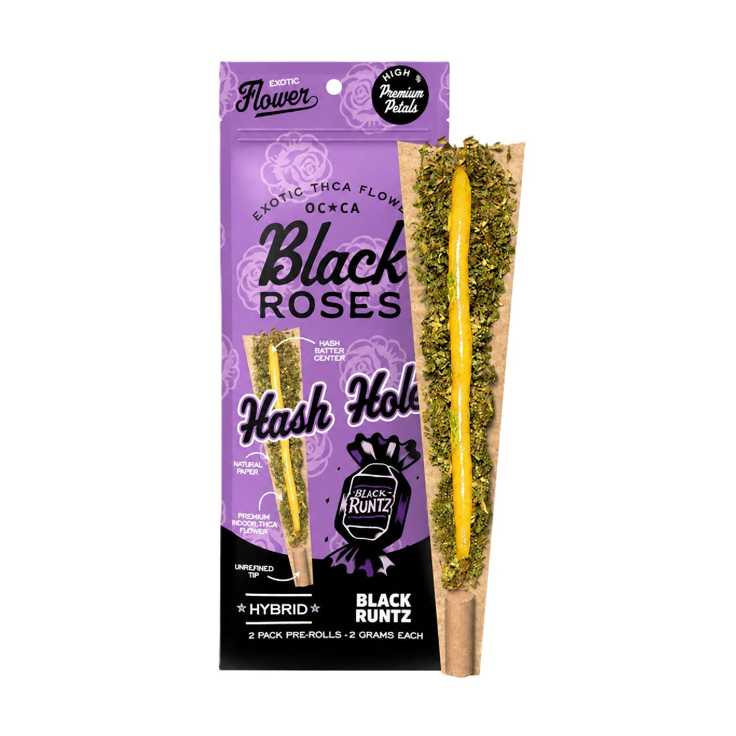 Black Roses Exotic THC-A Hash Holes Pre-Rolls 4g 2ct