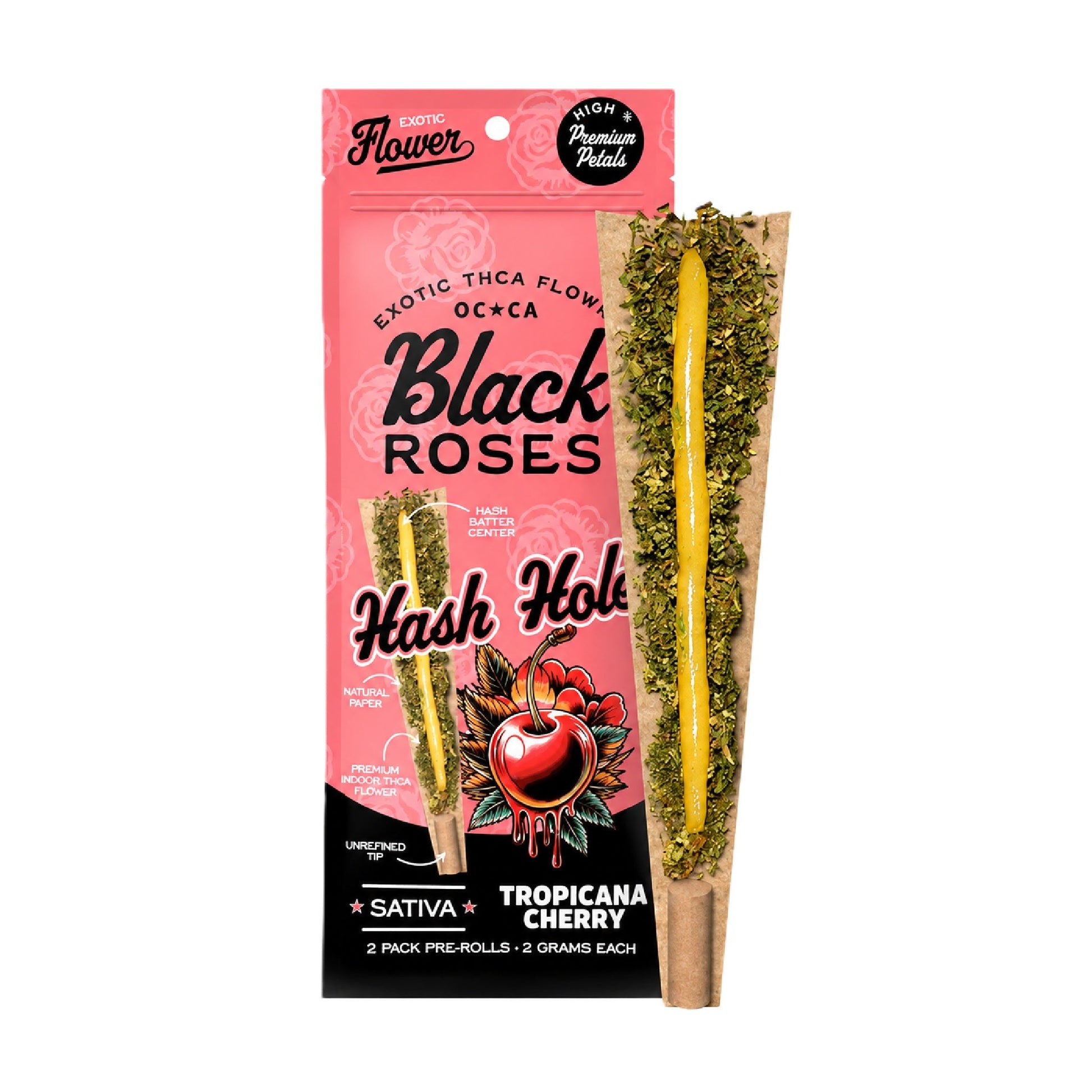 Black Roses Exotic THC-A Hash Holes Pre-Rolls 4g 2ct