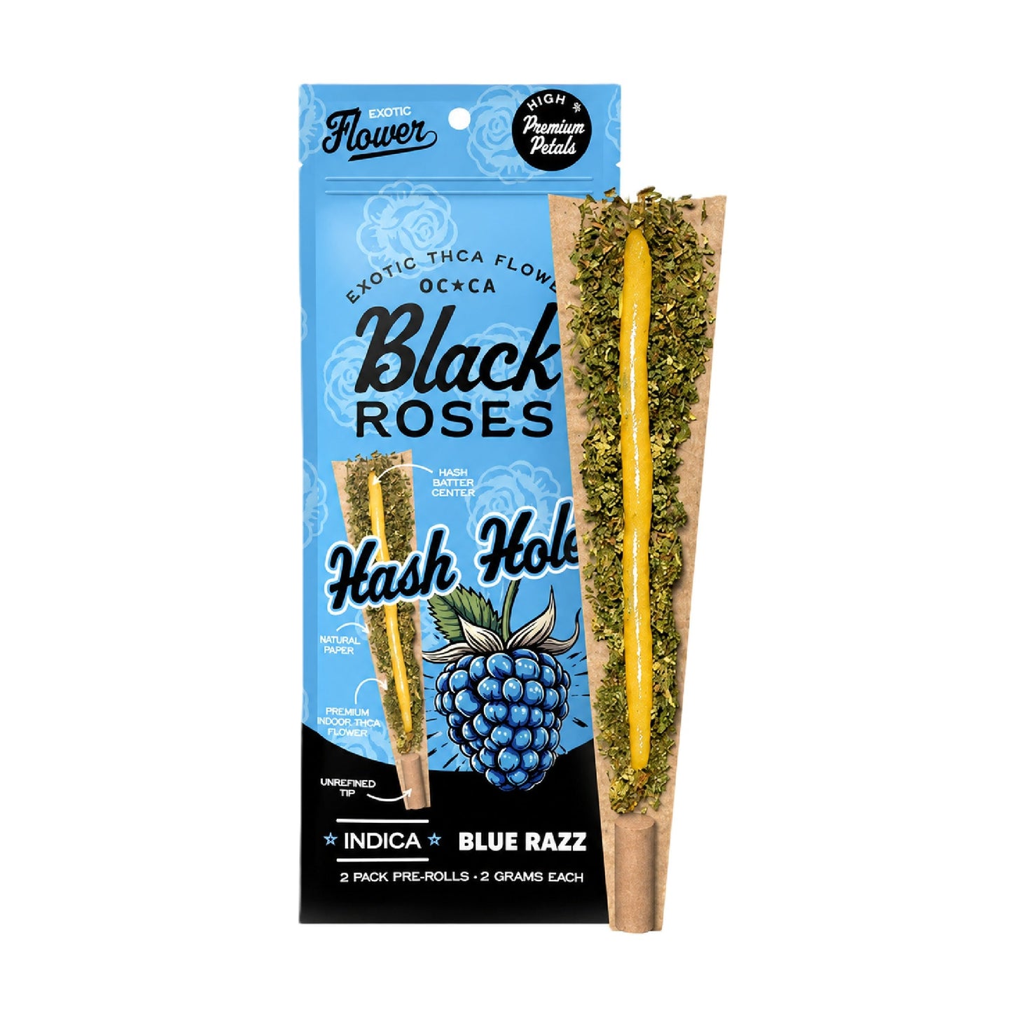 Black Roses Exotic THC-A Hash Holes Pre-Rolls 4g 2ct