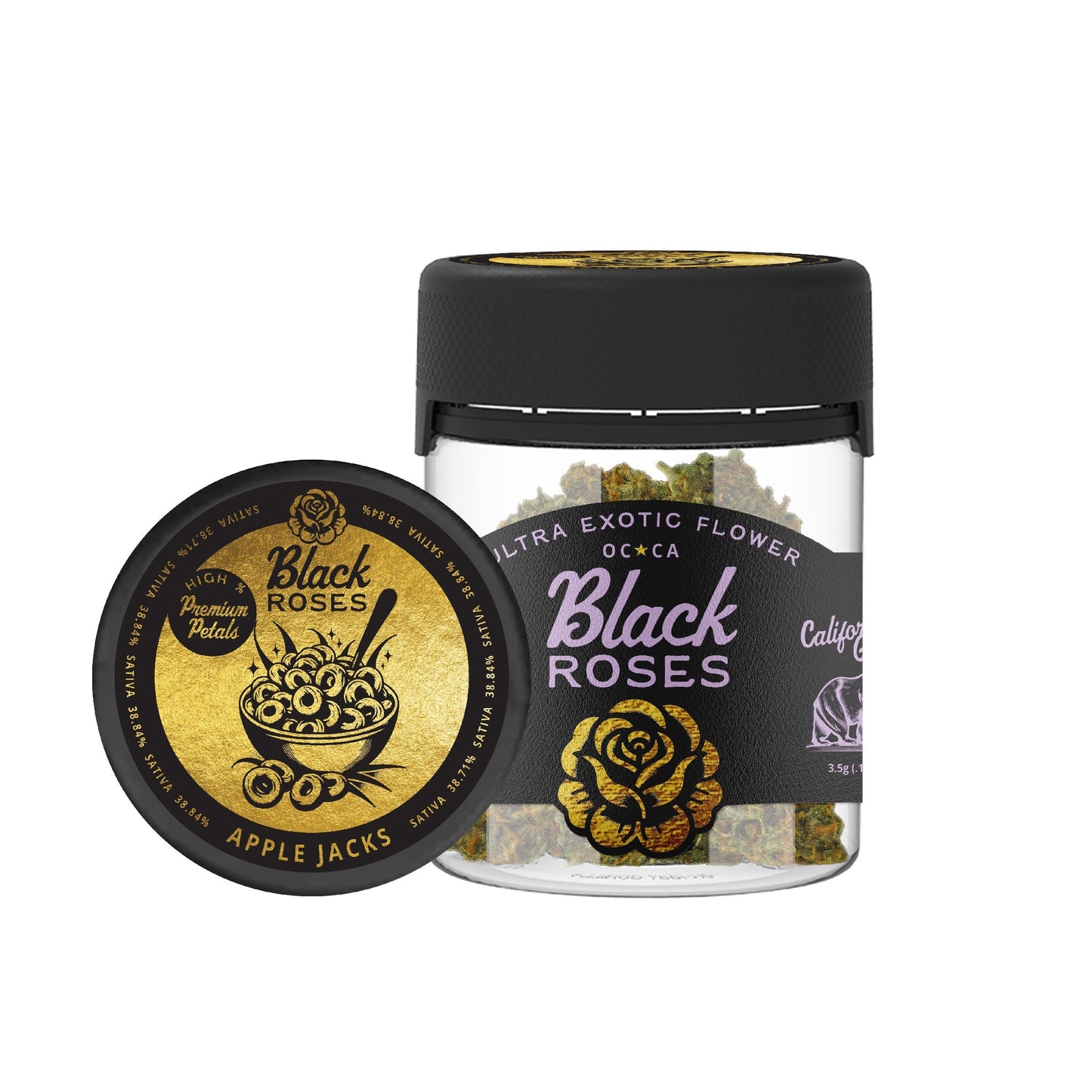 Black Roses Premium Exotic Gold Label Apple Jacks THC-A Flower 3.5g