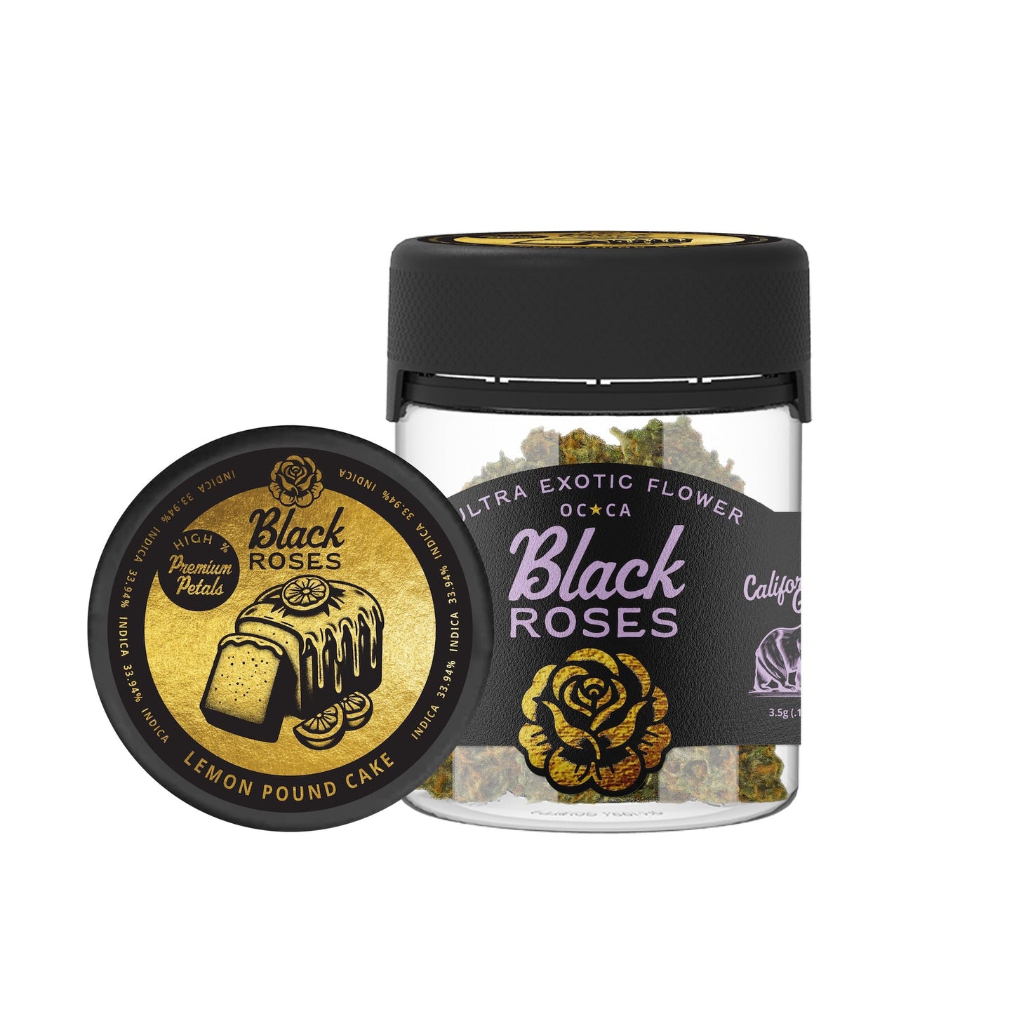 Black Roses Exotic Gold Label Lemon Pound Cake THC-A Flower 3.5g
