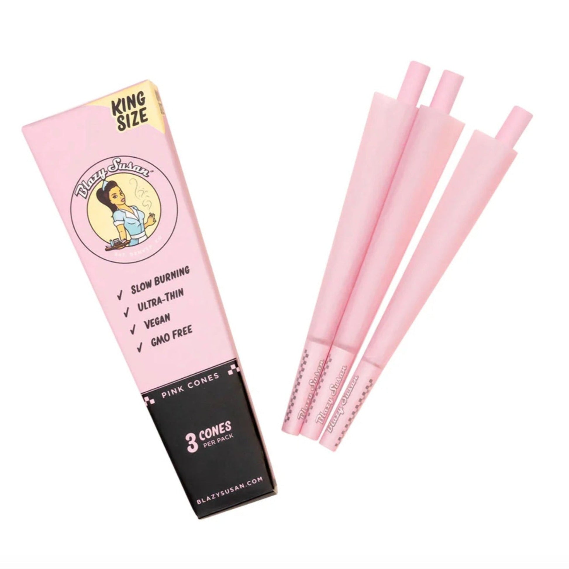 Blazy Susan Pre Rolled Cones 1 1/4in 6 Pack Pink