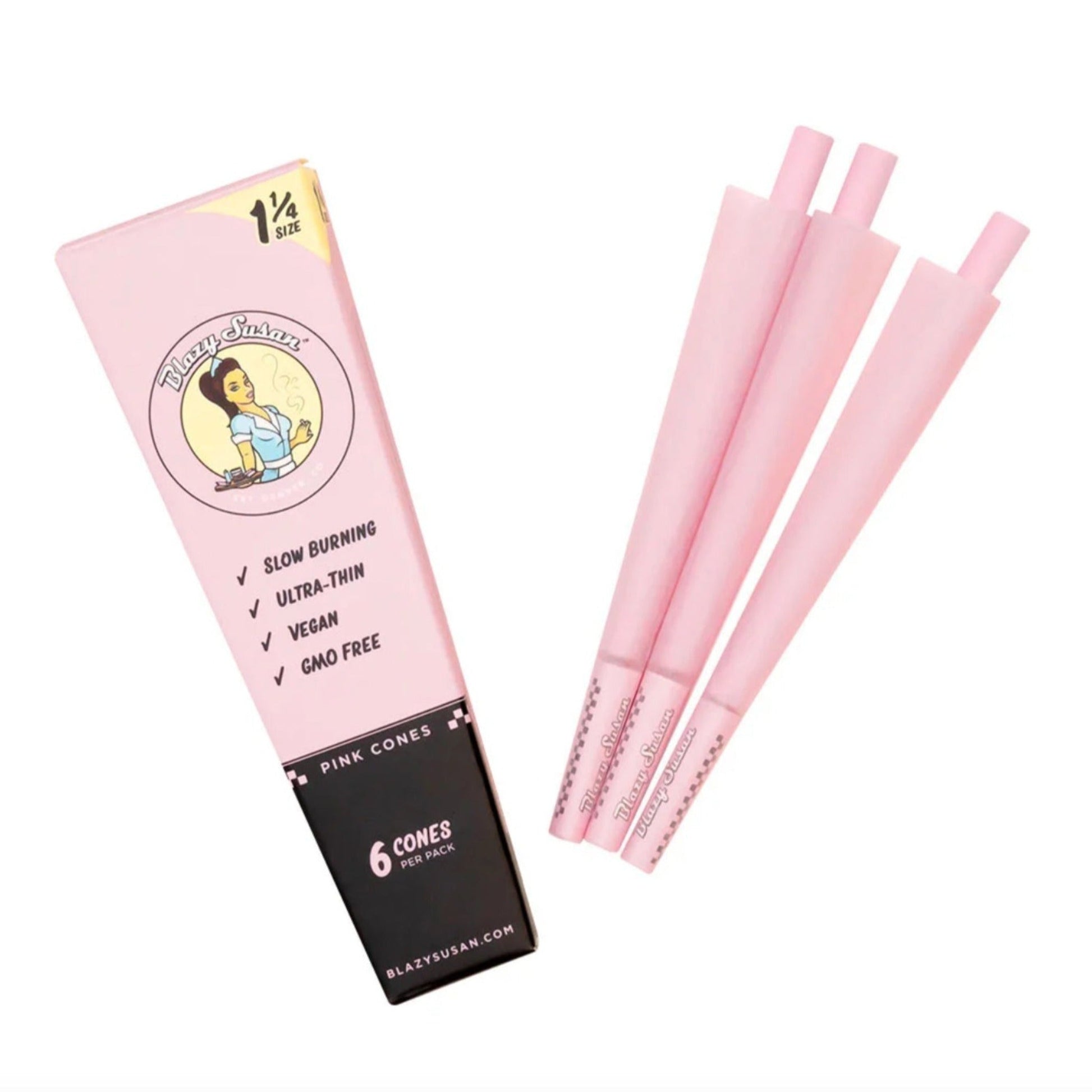 Blazy Susan Pre Rolled Cones 1 1/4in 6 Pack Pink