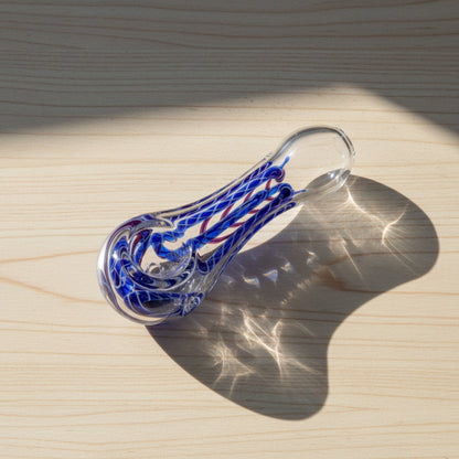Layback Blue Stripe Borosilicate Glass Pipe 3in
