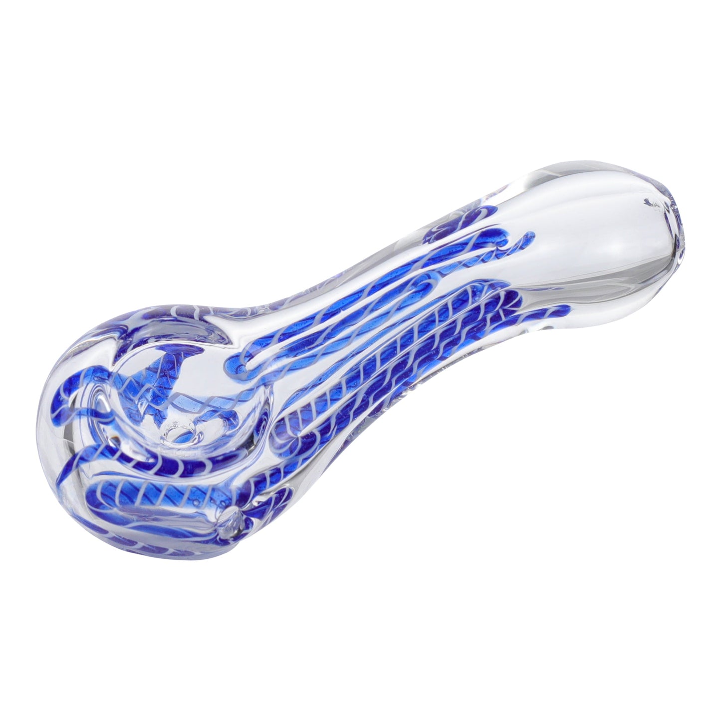 Layback Blue Stripe Borosilicate Glass Pipe 3in