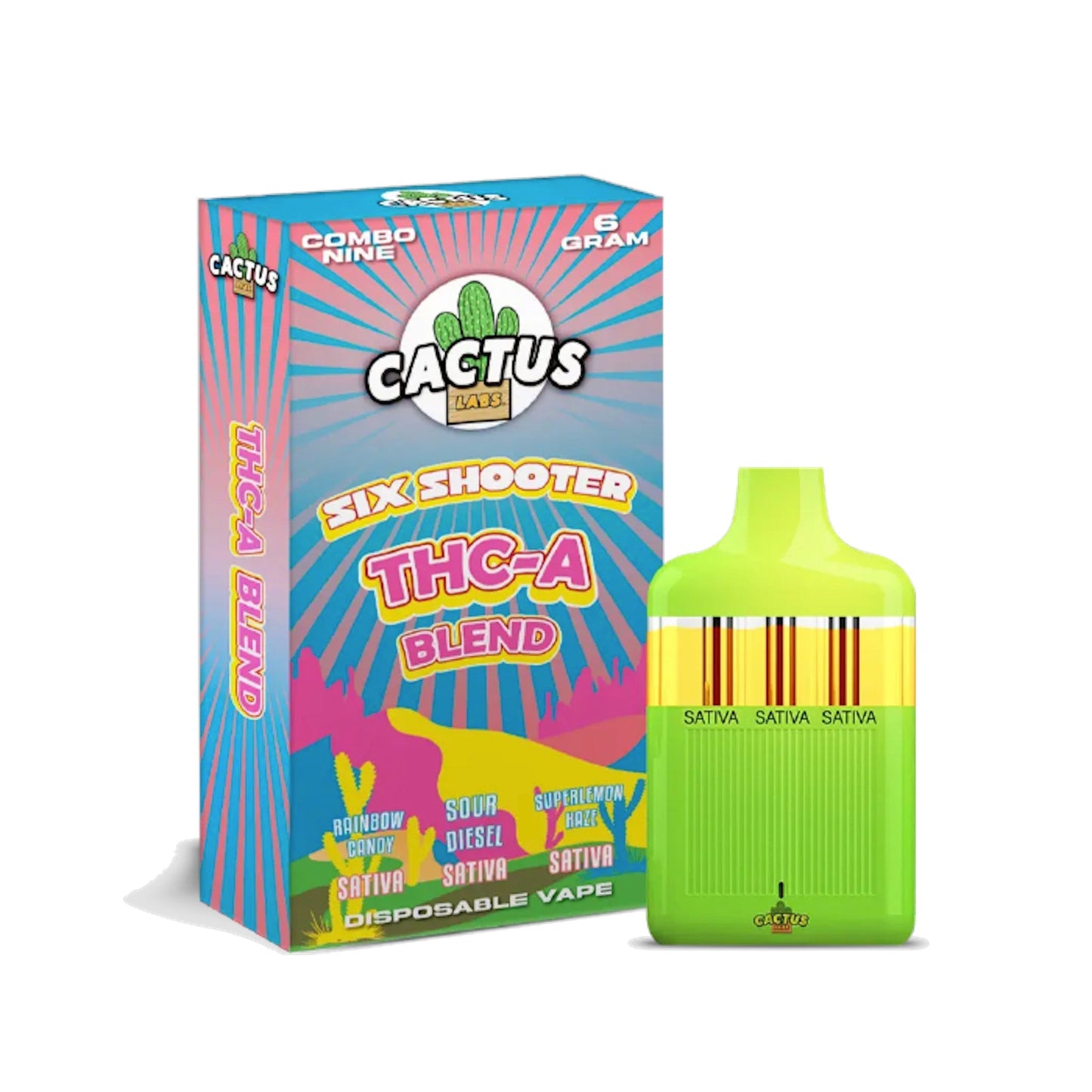 Cactus Labs Six Shooter Liquid Diamonds THC-A Blend Vaporizer 6000mg