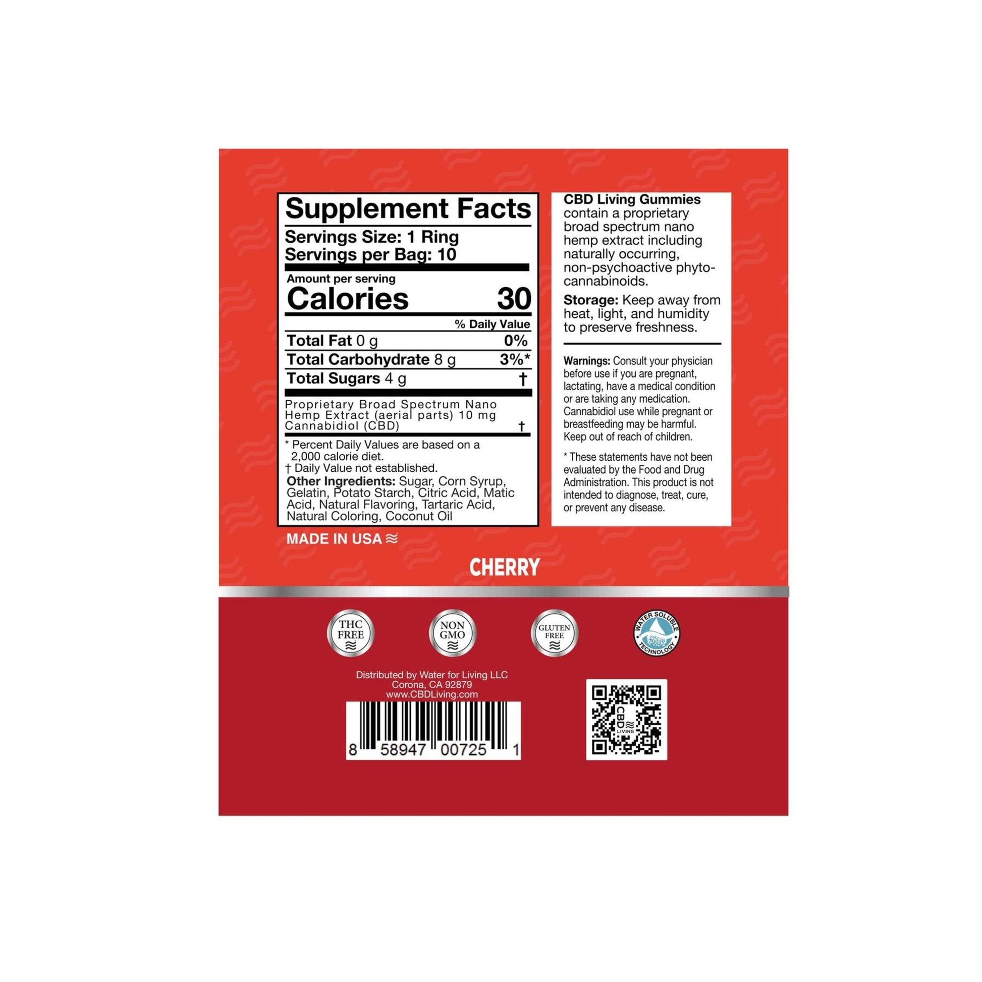 CBD Living Gummy Rings 30ct 10mg Apple Cherry