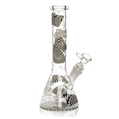 Cheech & Chong Glass Glow in the Dark Beaker Bong 10in