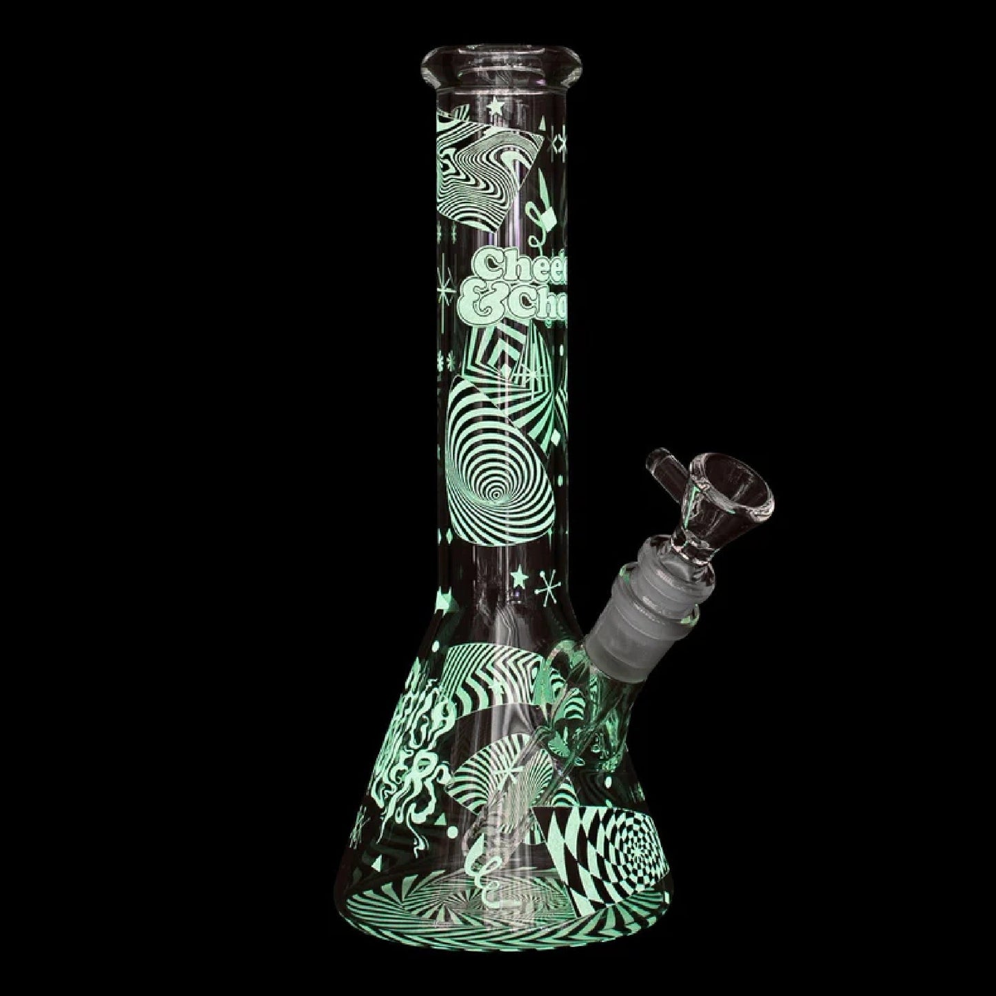 Cheech & Chong Glass Glow in the Dark Beaker Bong 10in