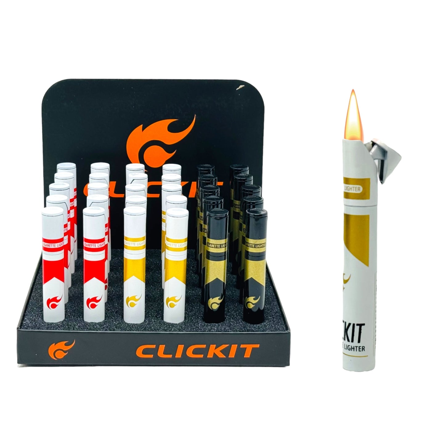 Clickit Cigarette Logo Lighter Refillable Butane