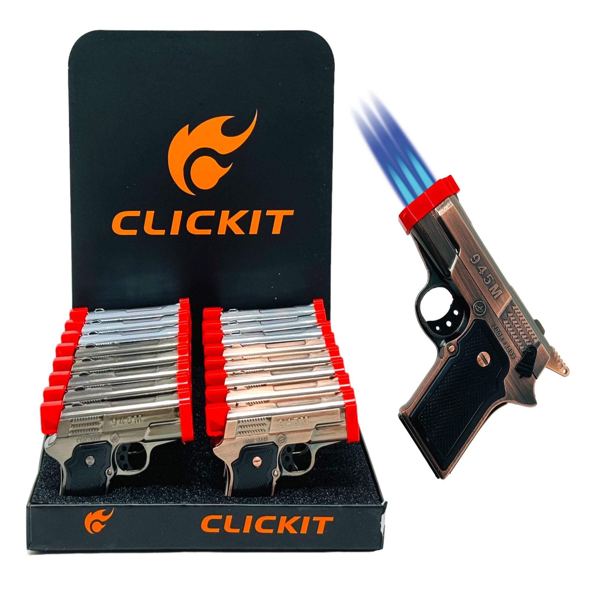 Clickit Glock Torch Lighter Tri Flame Refillable Butane