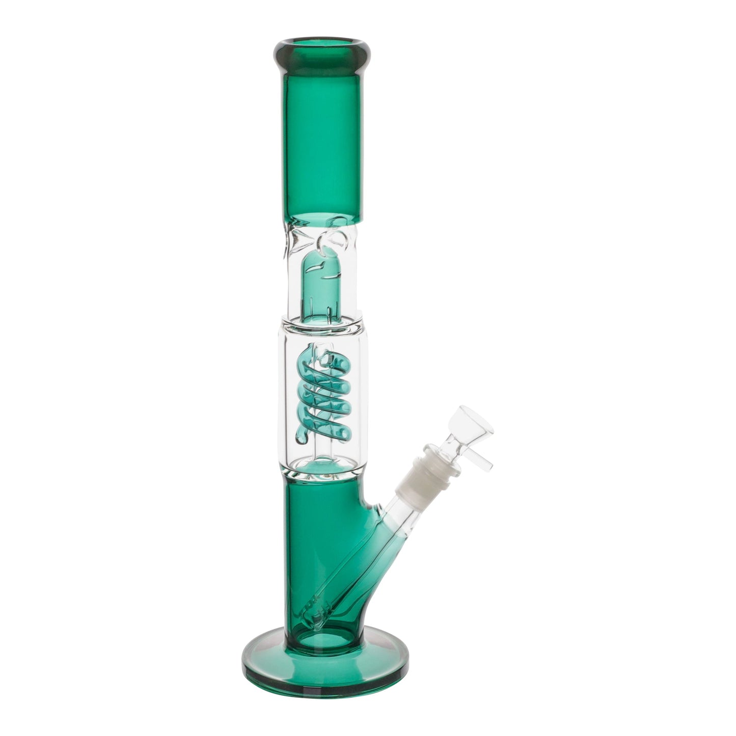 Amy Coiled Straight Tube Bong 14in Glass Teal