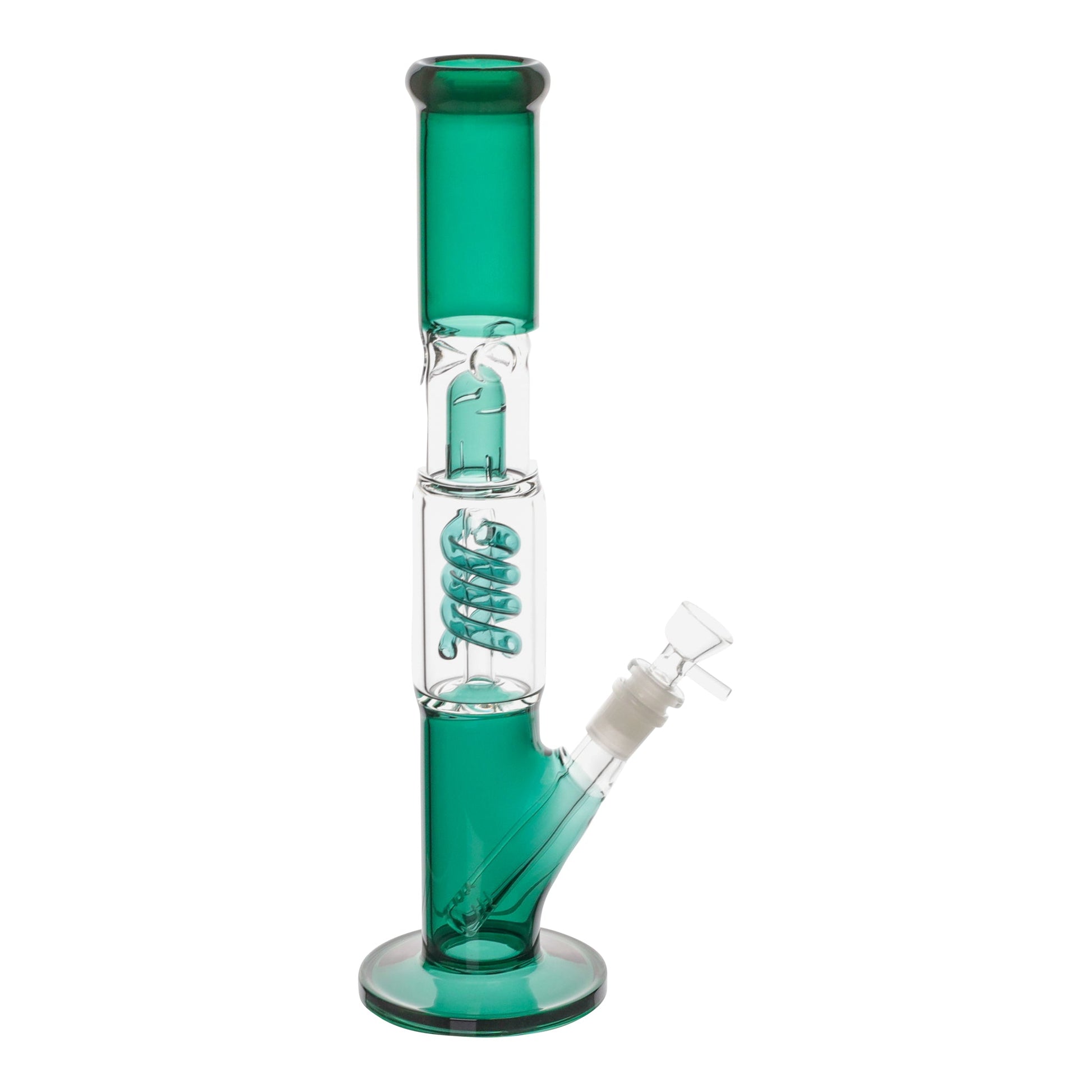 Amy Coiled Straight Tube Bong 14in Glass Teal