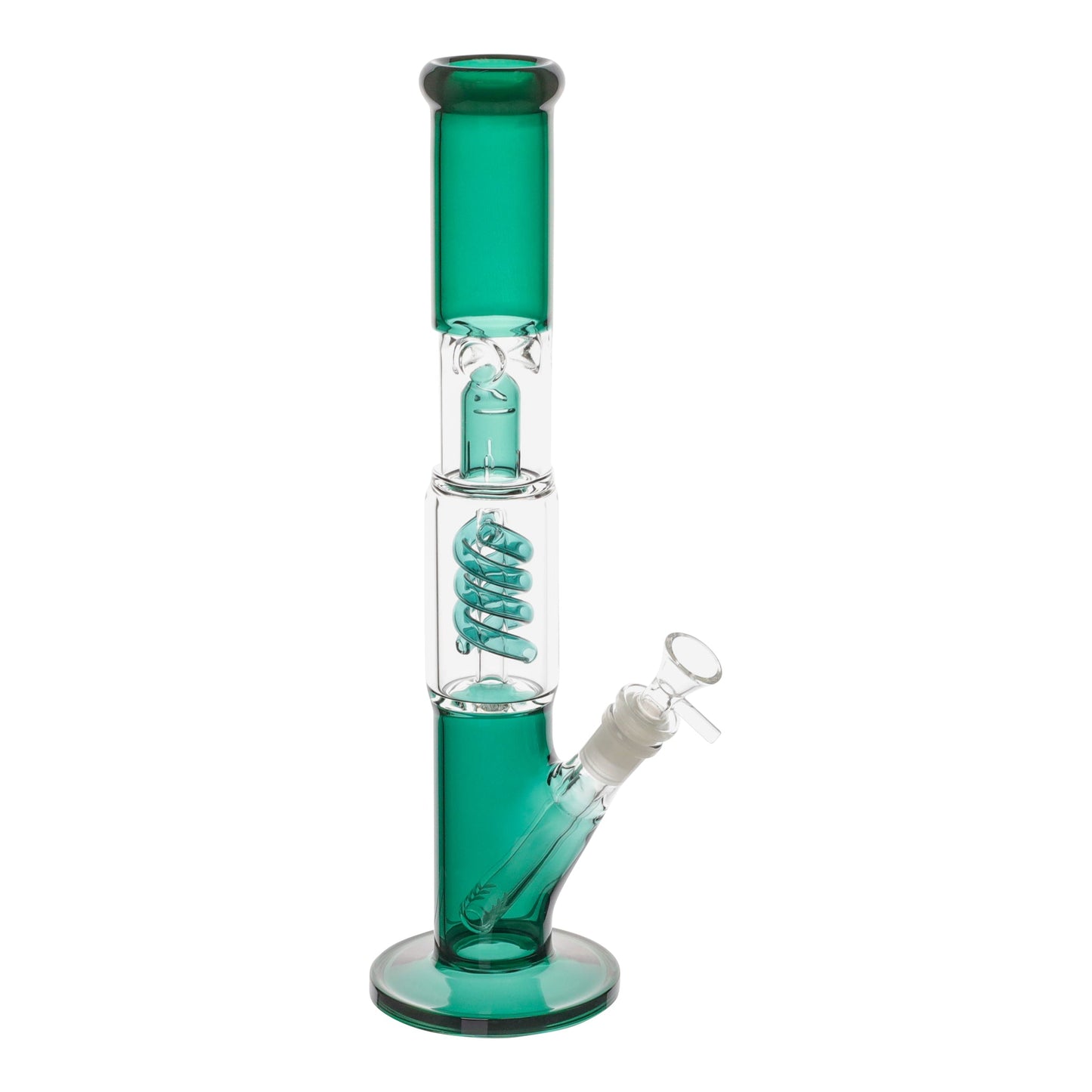 Amy Coiled Straight Tube Bong 14in Glass Teal