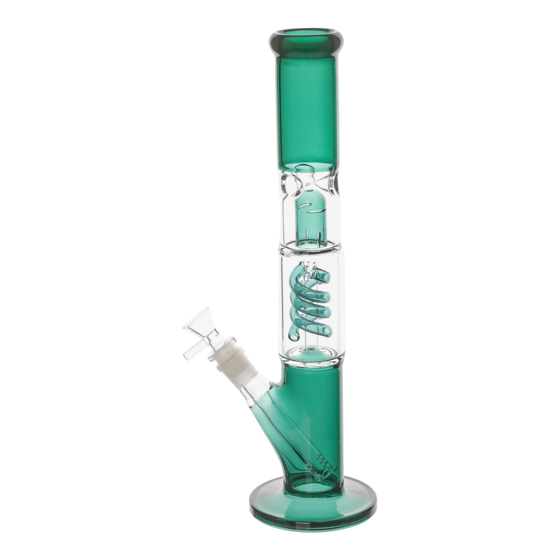 Amy Coiled Straight Tube Bong 14in Glass Teal