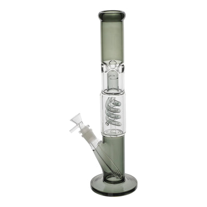 Amy Coiled Straight Tube Bong 14in Glass Teal