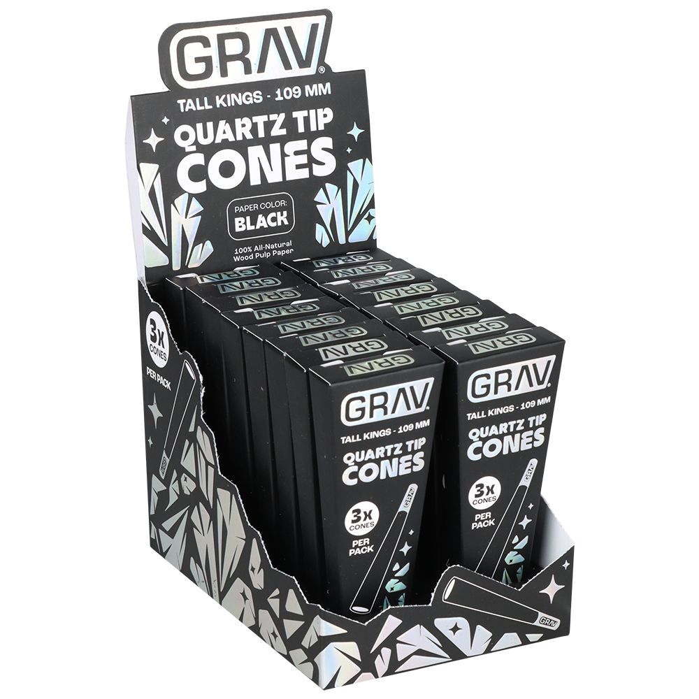 GRAV Quartz Tip Pre-Rolled Cones | Black | 16pk