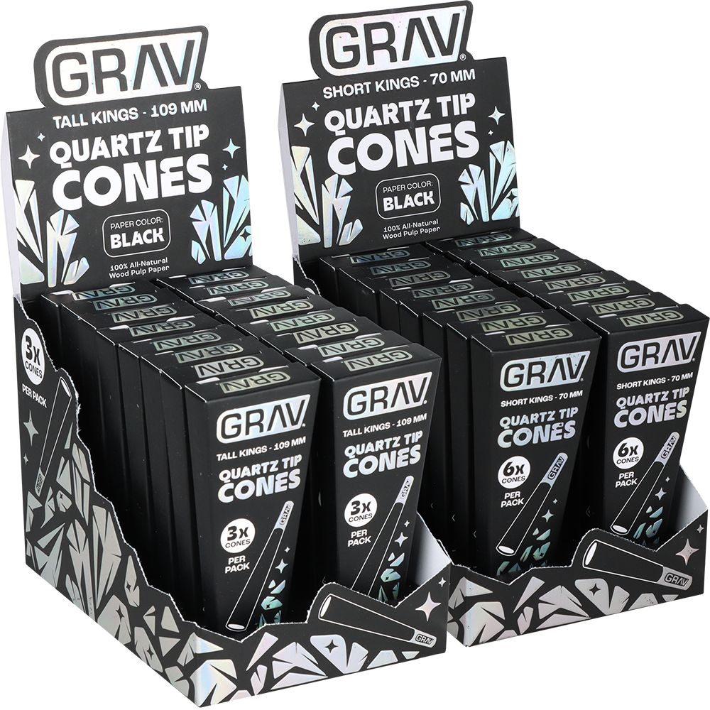 GRAV Quartz Tip Pre-Rolled Cones | Black | 16pk