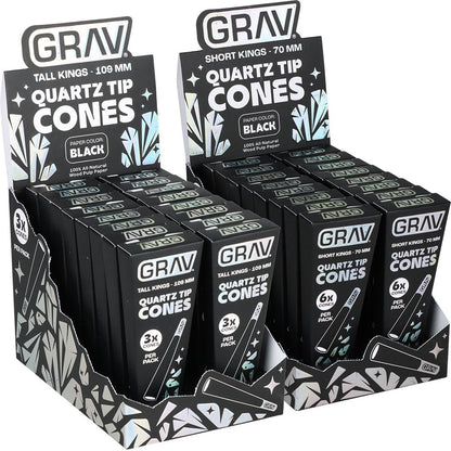 GRAV Quartz Tip Pre-Rolled Cones | Black | 16pk