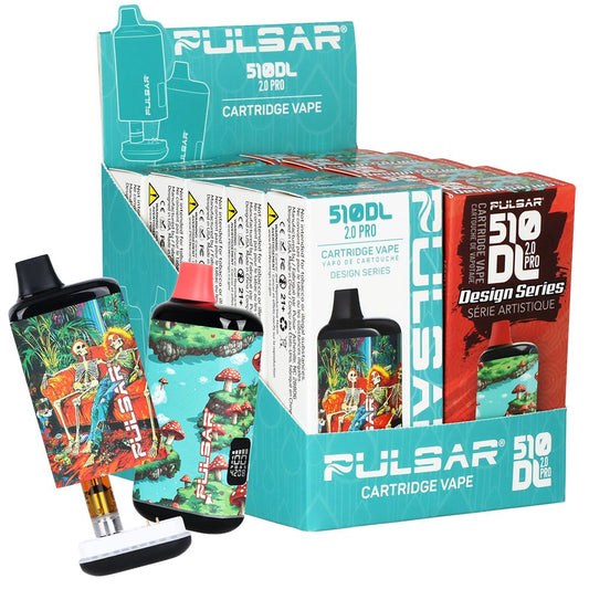 10CT DISPLAY - Pulsar 510 DL 2.0 PRO Design Series Variable Voltage Vape Bar - 1000mAh / Assorted Designs 1